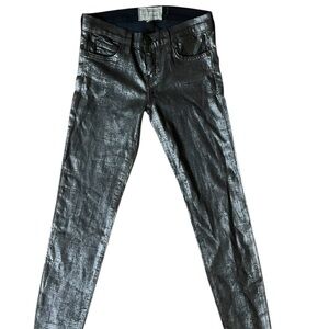 Current Elliott The Stiletto Silver Coated Foil Jeans
